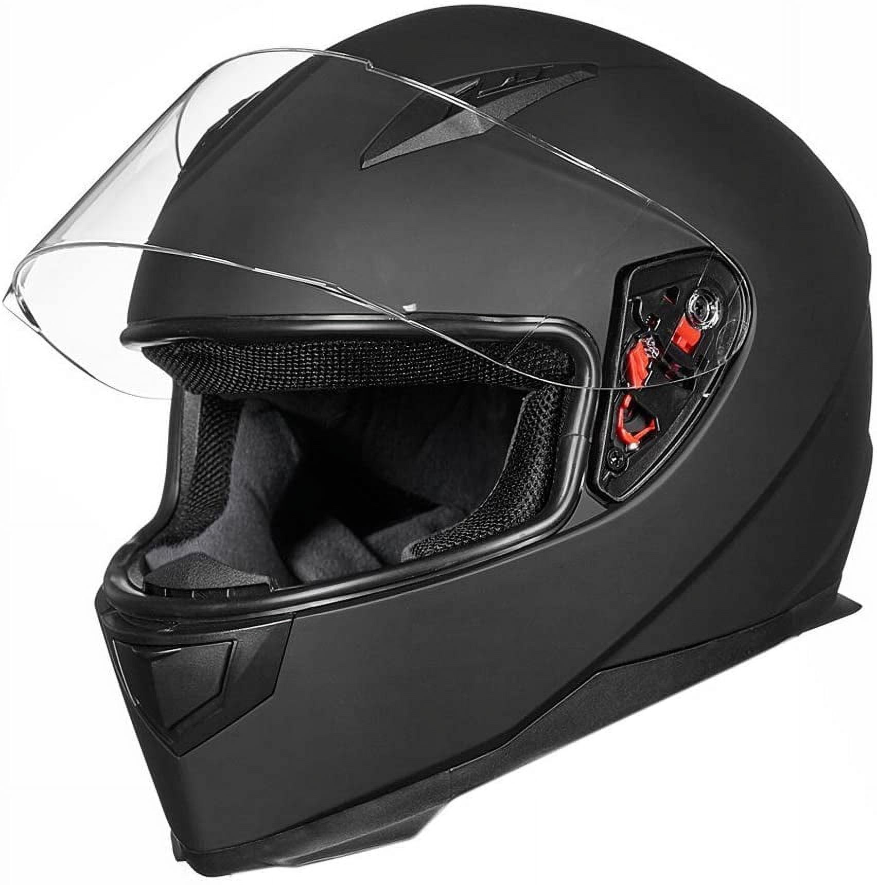 ILM Full Face Motorcycle Street Bike Helmet w/ Removable Winter Neck Scarf + 2 Visors DOT (L, Matte Black)