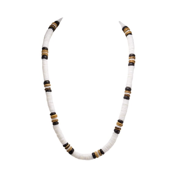 BlueRica Puka & Tiger Brown Coconut Shell Beads Necklace (20")