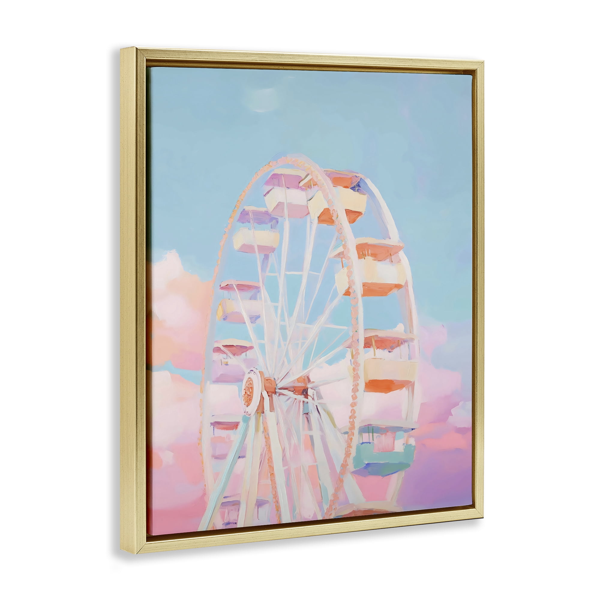 Stupell Industries Ferris Wheel & Cotton Candy Sky Gold Framed Floater Canvas Wall Art, design by The Prints Vibe