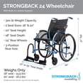 thumbnail image 3 of Silla de ruedas plegable ligera Strongback Mobility Comfort 24 para adultos mayores (hasta 136 kg) - Silla de transporte con soporte lumbar ajustable integrado - Asiento de 50 cm, 3 of 5
