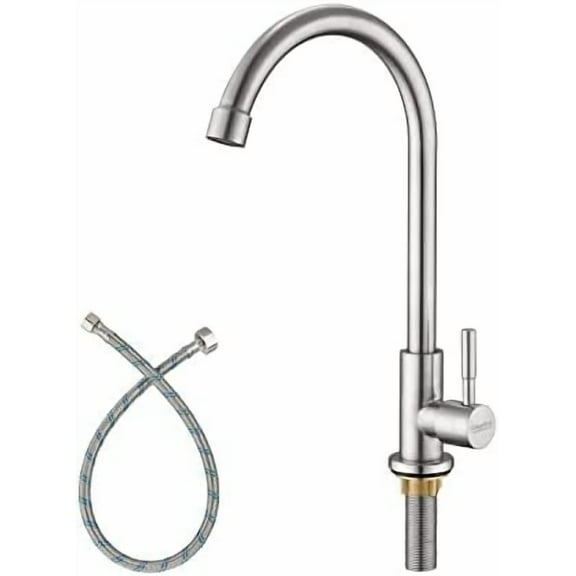 Cold Water Only Kitchen Faucet, Solid Stainless Steel Bar Deck Mount Cold Faucet for Outdoor Sink with Supply Line$$Tools & Hardware Other