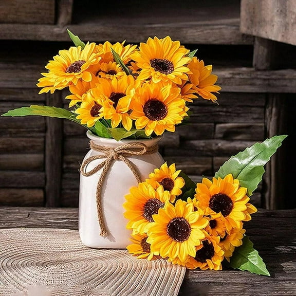 Artificial Sunflower Bouquets, 26-Head Fake Flowers Bouquet Wedding Floral Home Decor for Home Wedding Spring Decor, Bride Holding Flowers,DIY Garden Craft Art Decor