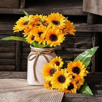 Artificial Sunflower Bouquets, 26-Head Fake Flowers Bouquet Wedding Floral Home Decor for Home Wedding Spring Decor, Bride Holding Flowers,DIY Garden Craft Art Decor