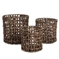 thumbnail image 2 of happimess BSK2033B-3SET Lasuna Coastal Bohemian Water Hyacinth Handwoven Checker Weave Nesting Baskets with Handles, Brown (Set of 3), 2 of 6