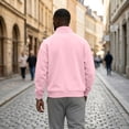 thumbnail image 5 of zip up jacket for men Mock Neck Track Jacket Lightweight Fleece Full Zip No Hood Athletic Casual Long Sleeve Sweatshirt with Pocket Pink, 5 of 6