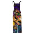 thumbnail image 4 of DDAPJ pyju Mardi Gras Jumpsuits for Women 2024 Carnival Themed Sequin Mask Print One Piece Rompers Casual Loose Spaghetti Straps Jumpsuit Parade Party Overalls with Pockets on Sale Purple XXL, 4 of 5