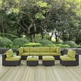 thumbnail image 5 of Modern Contemporary Urban Design Outdoor Patio Balcony Eight PCS Sectional Sofa Set, Green, Rattan, 5 of 7