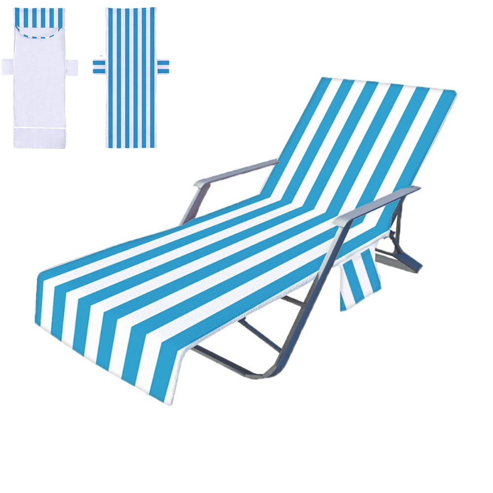 Pool Chair Towel with Side Pockets,Microfiber Chaise Lounge Towel Cover