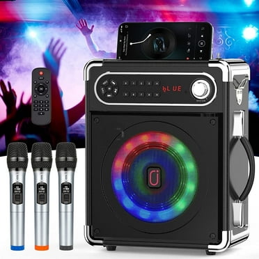FanFun Karaoke Machine, Home Karaoke System, 3 Wireless Karaoke Microphone, FM Radio, LED Light