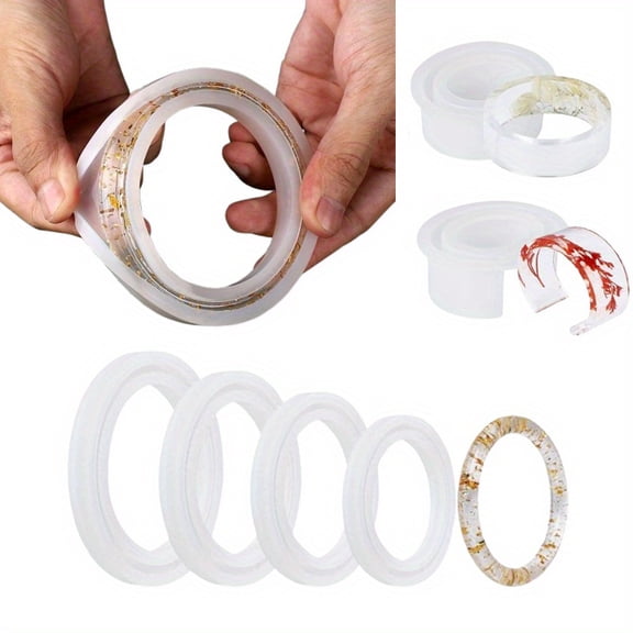 6PCS Large Bracelet Resin Molds, Round C Font Silicone Jewelry Mold for Epoxy Casting, Silicone Bangle Mold for Making DIY Crafts Supplies, 6 Sizes
