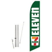 7 Eleven Gren Super Novo Feather Flag - Complete with 15ft Pole Set and Ground Spike