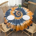 thumbnail image 3 of Orange Blue Tie Dye Mandala Pattern Round Tablecloth 60"x60",Wrinkle Wipeable Table Cloth for Kitchen Dining Room Picnic Patio Party, 3 of 6