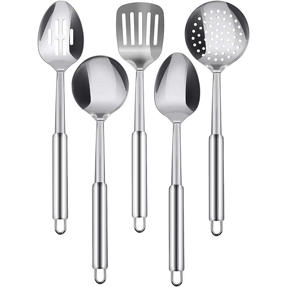 Stainless Steel Cooking Utensils Set - 5-Piece Serving Spoons