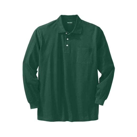 KingSize Men's Big & Tall Long-Sleeve Shrink-Less Cotton Polo Shirt