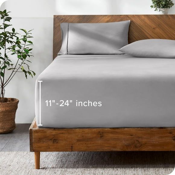 Bare Home California King Fitted Sheet - Extra Deep Pocket Fitted Sheet - Premium 1800 Microfiber - Ultra-Soft Wrinkle Free - Cal King Deep Pocket Bottom Sheets (Cal King - 11"" to 24"", Light Grey)