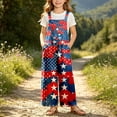 thumbnail image 2 of CAIXIA 4Th Of July Outfits For Girls Usa Patriotic Plus Size Vintage Bibs Romper Red White And Blue American Flag Overalls, 2 of 5