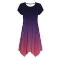 thumbnail image 6 of Gamivast Sun Dresses for Women Ombre Gradient Short Sleeve Midi Dress With Pockets Loose Fit Casual Style Handkerchief Hem Summer Outfits Flowy Sundress, 6 of 6