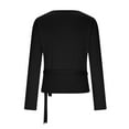 thumbnail image 5 of FRSASU Ballet Wrap Top for Women Yoga Workout Slim Fit Front Cross Tie Shirts Long Sleeve Shrug Cover up Dance Top Black, 5 of 9