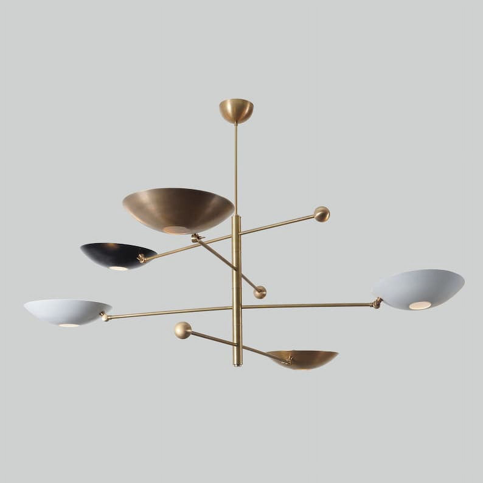 5 Light Pendant Mid Century Modern Raw Brass Sputnik chandelier light Fixture
