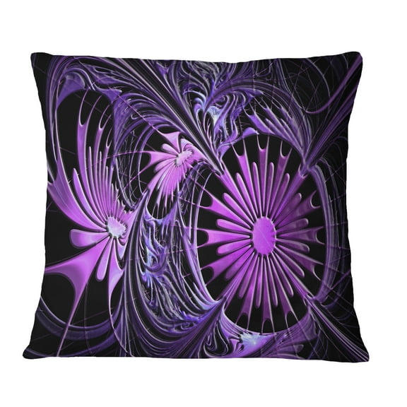 Designart Embossed Purple Floral Shapes - Floral Throw Pillow - 12x20