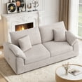 thumbnail image 3 of EOP 62.99" Wide Cloud Compression Sofa, Full Sponge Loveseat with Deep Seat, Upholstered Couch with 4 Pillows, No Assembly Required for Small Living Spaces, Camel, 3 of 9
