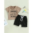 thumbnail image 3 of Toddler Baby Boy Summer Clothes 6M 12M 18M 24M 3Y Mamas Little Boy Short Sleeve T Shirt Tops Infant Rolled Drawstring Shorts Set, 3 of 9
