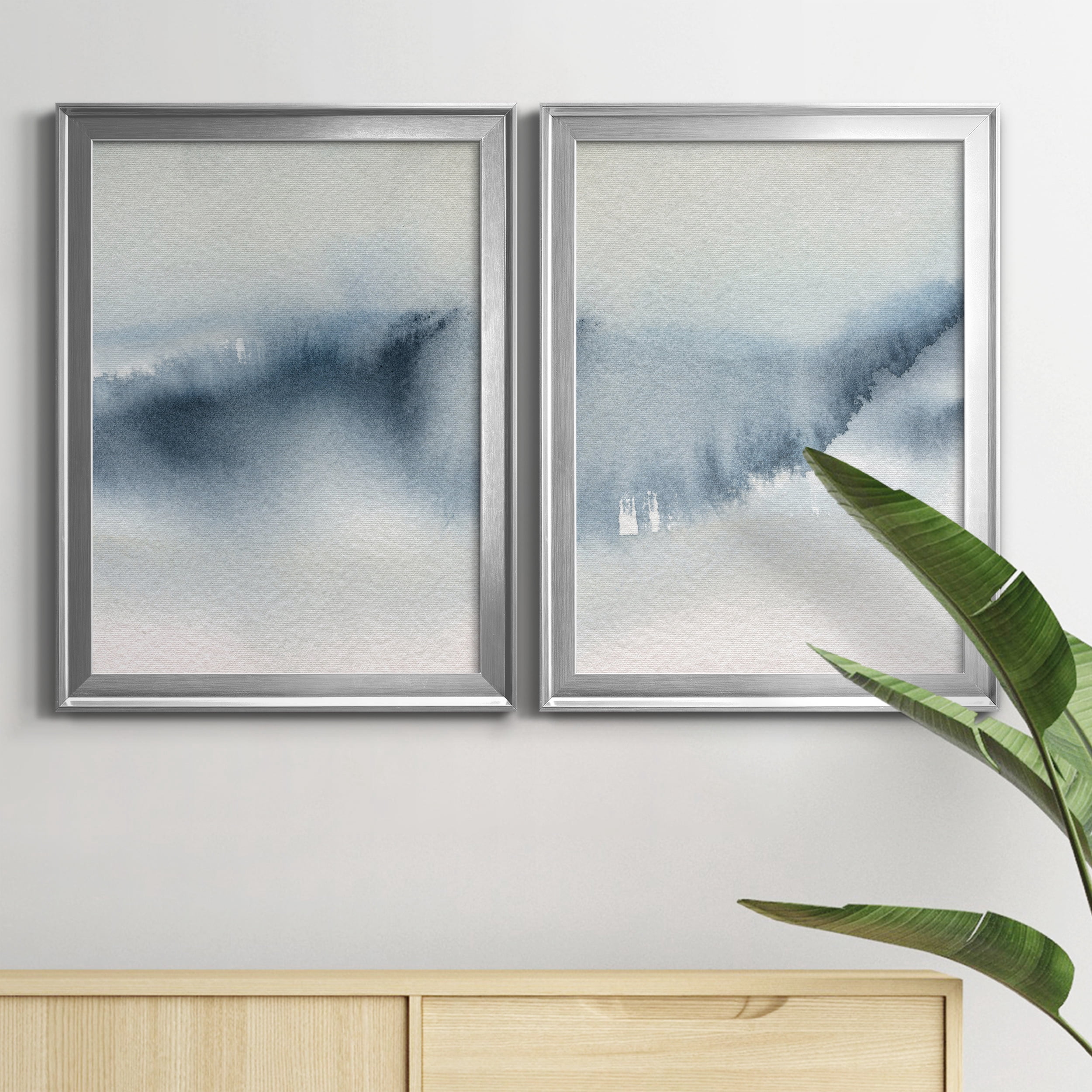 2 Piece Set Summer Rain I Premium Framed Canvas - Ready to Hang - 22.5 x 30.5 Each - Silver Frame