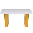 thumbnail image 4 of Modern Rectangular Tempered Glass Dining Table, Marble-Patterned Design with Black Dual-Pedestal Metal Base, Ideal for Dining Room & Home Office, 4 of 11