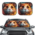 thumbnail image 2 of Yiaed Oil Painting Colorful Hamster Print Car Front Windshield Sun Shade,Foldable Anti-UV Car Sunshade for Front Window for Most Vehicles-Large, 2 of 5