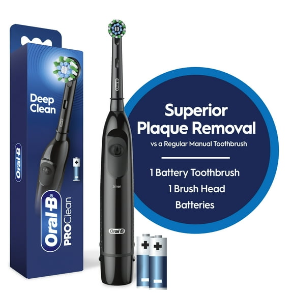 Oral-B ProClean CrossAction, Battery Powered Electric Toothbrush, Black for Adults and Children 3 