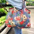 thumbnail image 6 of Wrapables Large Foldable Tote Nylon Reusable Grocery Bag, 3 Pack, Chilling Animals, 6 of 7