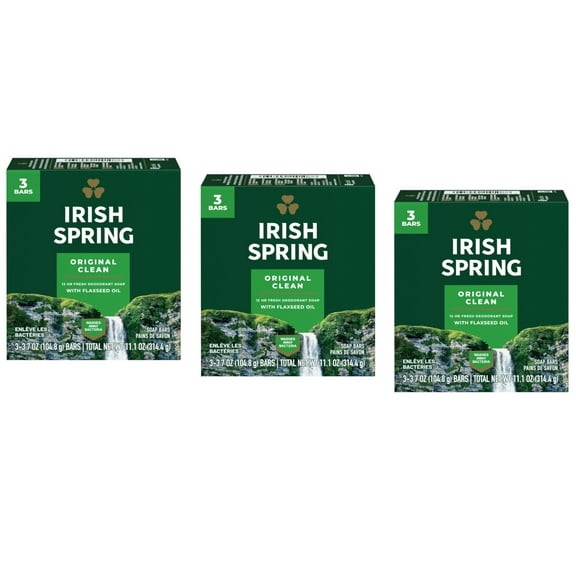 3 Pack - Irish Spring Deodorant Bar Soap, Original 3.75 oz, 3 ea