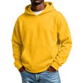 thumbnail image 2 of Trgacdwlo Men Fleece Hoodies Fall Winter Fuzzy Men's Sweatshirts and Hoodies Solid Color Long Sleeve Flannel Pullover Men with Pocket Yellow XL, 2 of 5