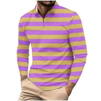 LNWUY (S-5XL) Big and Tall Men's Long Sleeve Shirts 2025 Fashion Casual T Shirt Slim Fit Shirt Collared Office Work Golf Shirt Purple L