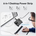 thumbnail image 3 of Regleta de enchufe plano – TROND cable de extensión ultrafino con 3 cargadores USB, estación de carga de escritorio de 3 salidas de CA, soporte de pared, compacto para el hogar, banco de trabajo, elem, 3 of 5
