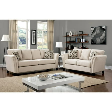 Furniture Of America Shirley Fabric 3 Piece Sofa Set In Ivory Furniture Of America Shirley Fabric 3 Piece Sofa Set In Ivory