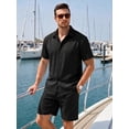 thumbnail image 2 of RICHCOIN Mens 2 Piece Outfit Summer Beach Short Sleeve Button Down Shirts and Shorts Vacation Sets for Men, 2 of 7