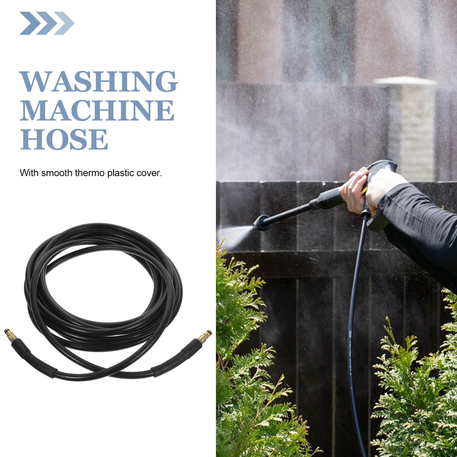 Worgeous Durable Black Rubber Washing Machine Hose for Cold Water Applications Flexible Design 6M