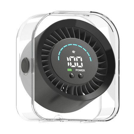 Ownforce 100-Speed Turbo Desk Fan, Portable & Rechargeable, 360° Swivel, Quiet, Small USB Desktop Fan for Home Office Bedroom, Wall Mountable, Black NS-19