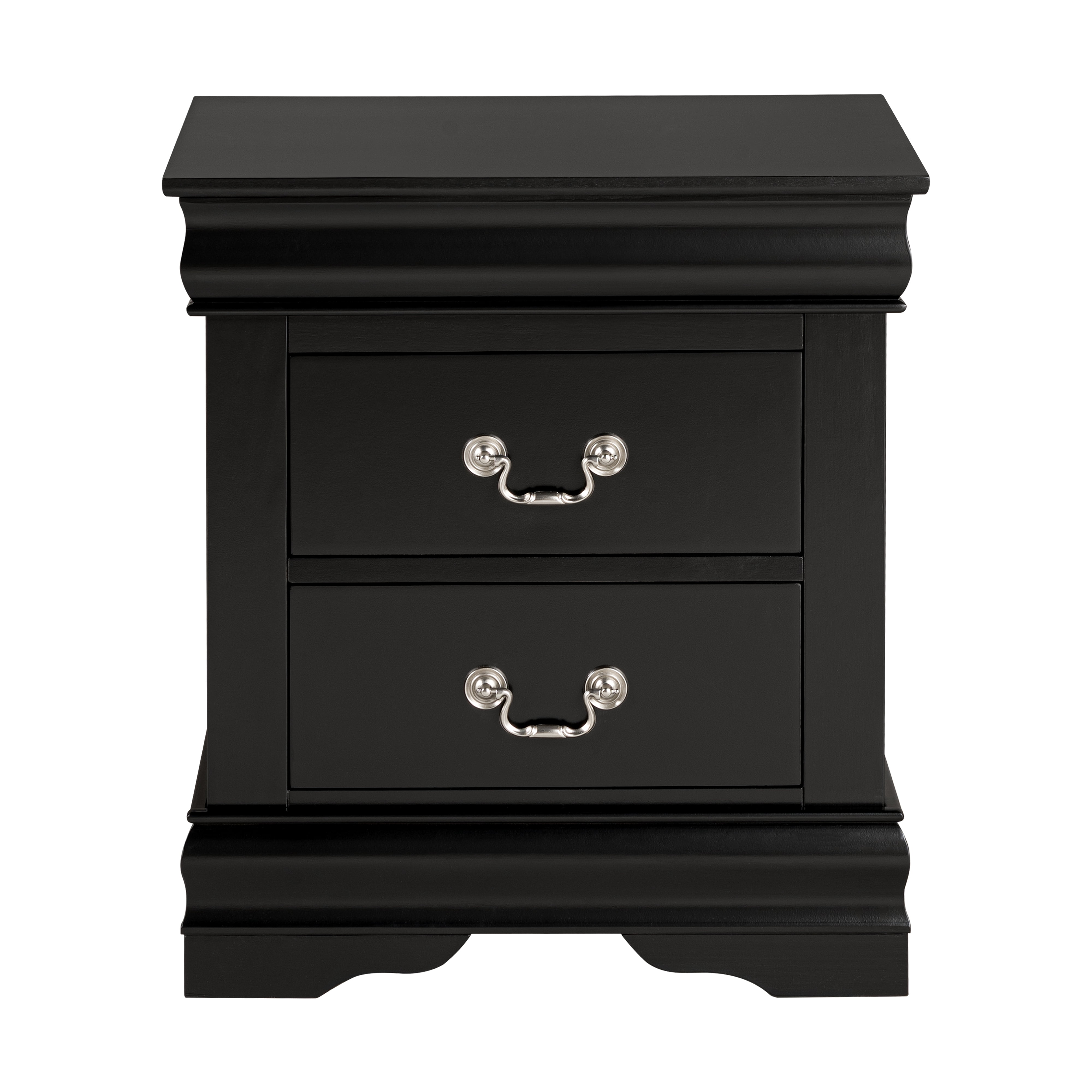 Traditional Solid Wood Nightstand with 2 Drawers in Black / Dark Cherry / White
