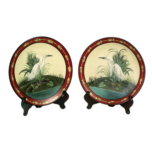 Zeckos Pair of 10 inch Diameter Heron Decorative Plates