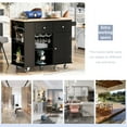 thumbnail image 4 of Kitchen Island with Storage, Kitchen Cart Cabinet on Wheels with Power Outlet, Adjustable Storage and Drop-Leaf Breakfast Bar, Rolling Kitchen Island for Home, Kitchen and Dining Room, Black, 4 of 9