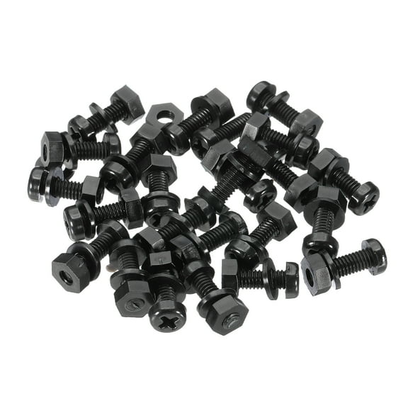 Uxcell M4x10mm Black Nylon Bolts Plastic Nuts Full Thread Head Screws and Nuts Set for Industrial Home Fastening Projects, 24 Sets