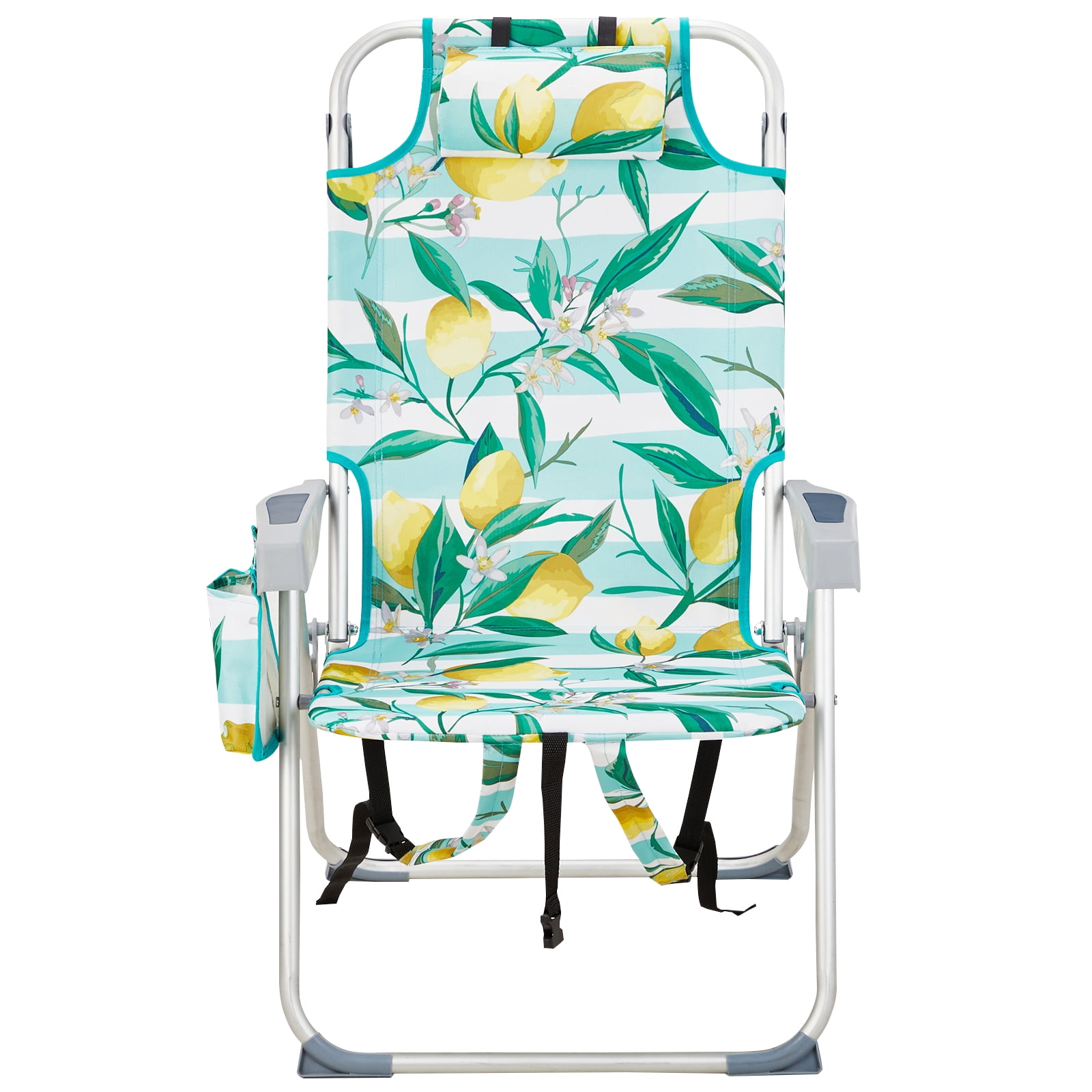 Beach Chair, Heightened Oxford Cloth Silver White Aluminum Tube Bearing Lemon 63*70*99cm