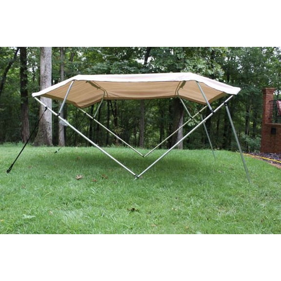 New Beige/Tan Pontoon / Boat Vortex 4 Bow Bimini Top 8' Long, 85-90" Wide, 54" High, Complete Kit, Frame, Canopy, and Hardware (FAST SHIPPING - 1 TO 4 BUSINESS DAY DELIVERY)