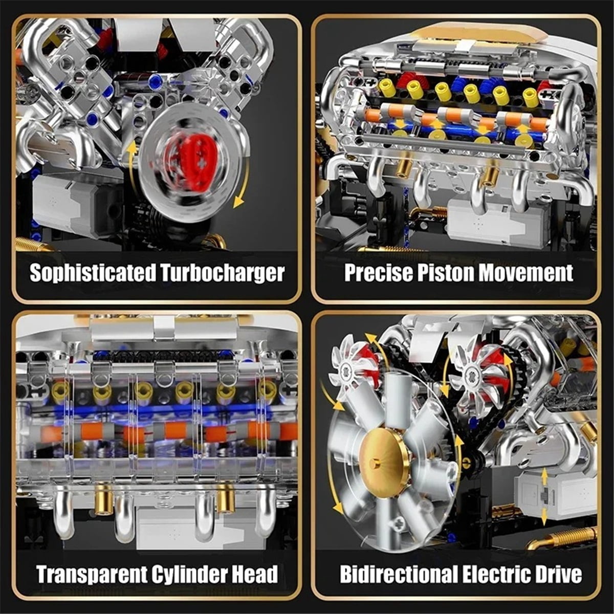 692PCS MOC V8 Engine Building Kit With Electric Motor STEM Educational Toy For Kids Adults ,Working Model Car Engine Gift Set
