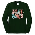 thumbnail image 2 of Wild Bobby Beauty From Ashes Groovy Font With Stars Vintage Men Long Sleeve Shirt, Forest Green, Small, 2 of 6