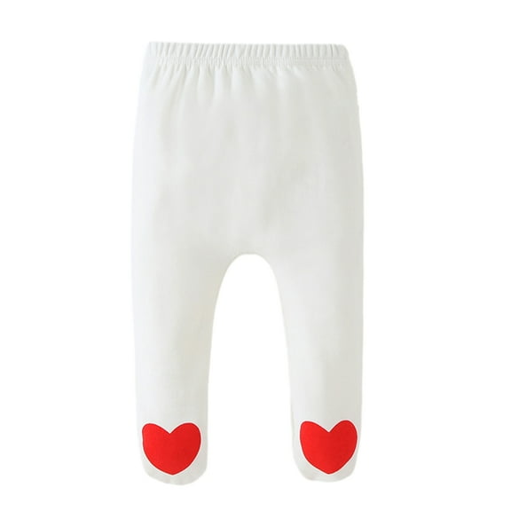 GYRATEDREAM Newborn Infant Baby Cotton High Waist Pull on Footed Pants Boys Girls Cute Elastic Tights Toddler Casual Leggings with Feet for 0-18 Months