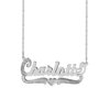 Personalized Name Necklace with Heart and Tail. Beading and Rhodium on First Initial, Heart and Tail