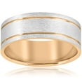 thumbnail image 1 of 14K Gold Two Tone Mens Comfort Fit 8mm Wedding Band, 1 of 2